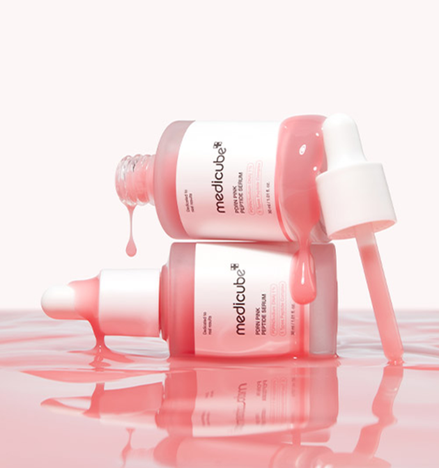 Two medicube PDRN Pink Peptide Serum 30 ml bottles with pink serum texture