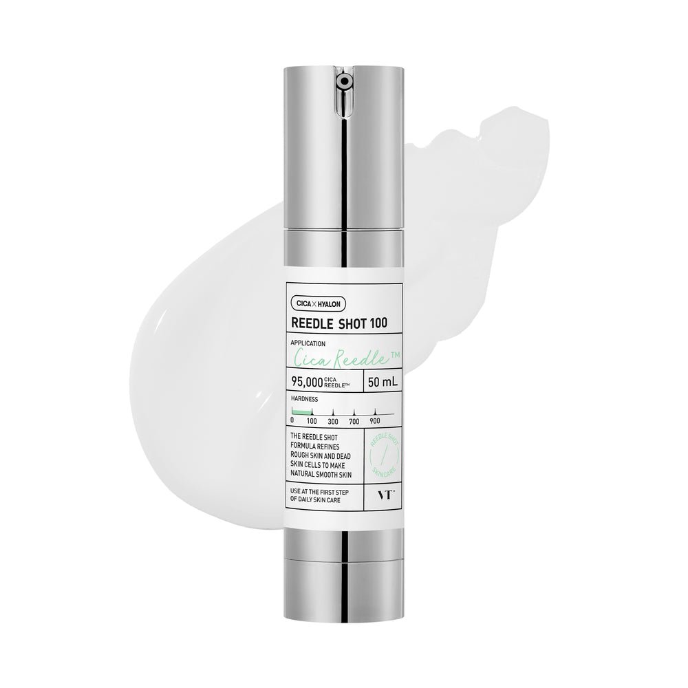 VT Cosmetics Reedle Shot 100 50ml bottle and cream texture