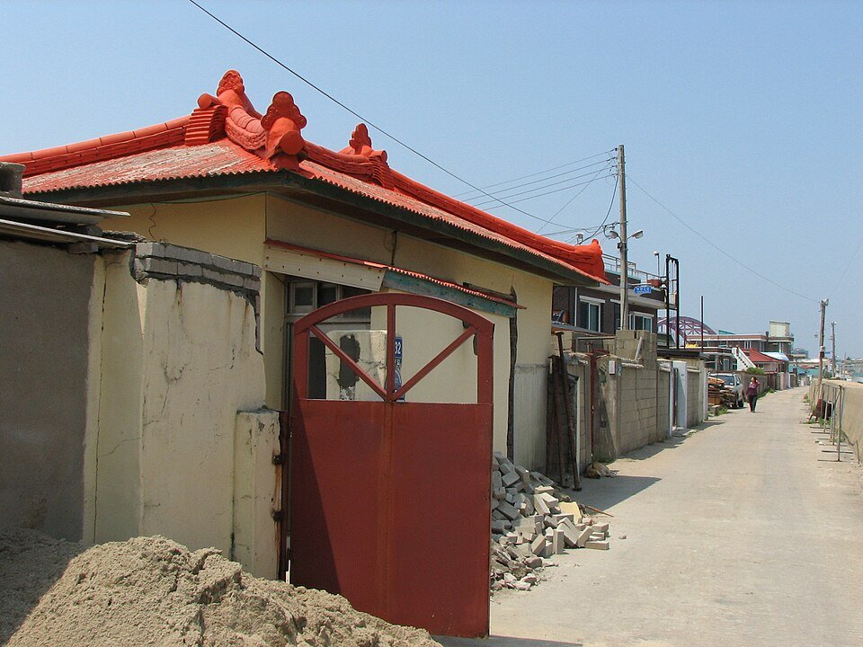 A quiet lane of old houses in Abai Village, Sokcho