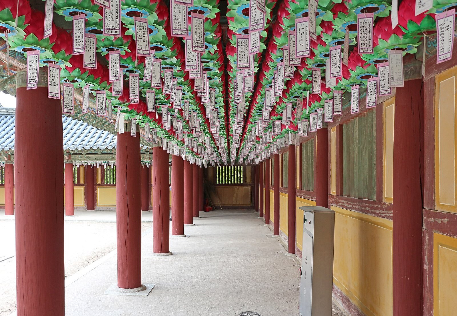 Corridor with lanterns at Bulguksa Temple