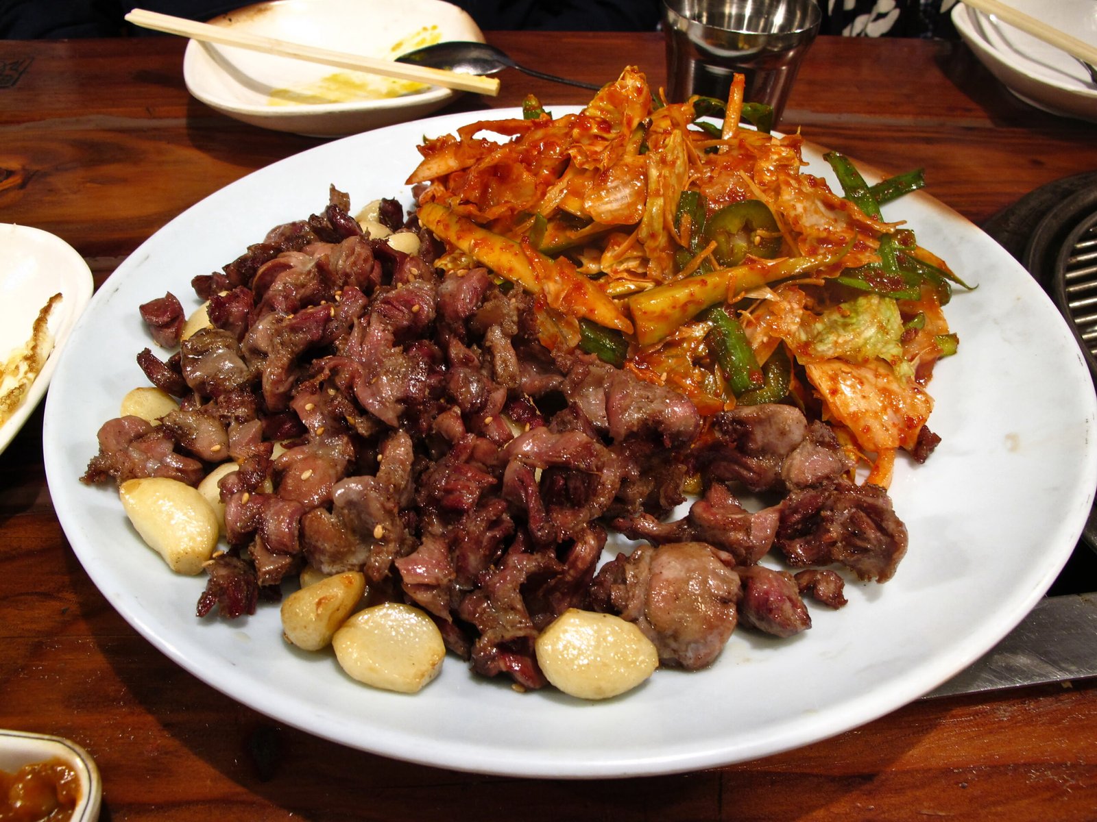 Stir-fried chicken gizzards, a Korean pocha dish known as dak-ttongjip