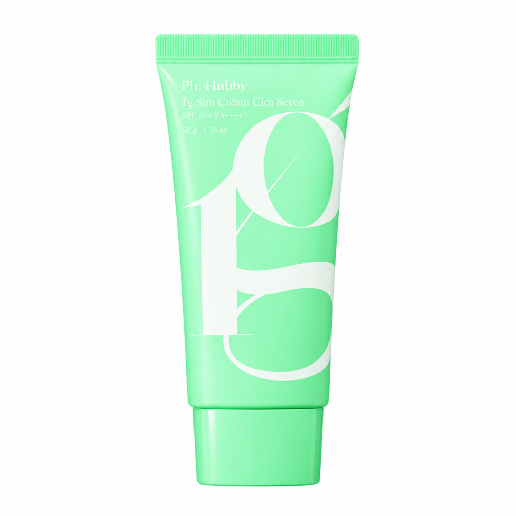 Ph. Hubby Cica Seven SPF50+ PA++++ sunscreen 50g on a white background