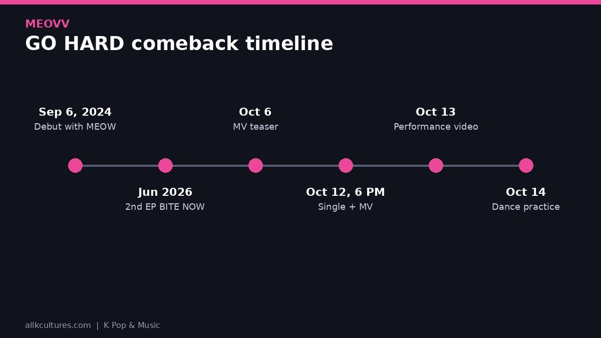 MEOVV infographic: GO HARD comeback timeline