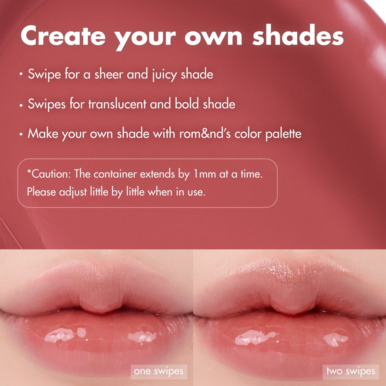 rom&nd Glasting Melting Balm application example with a small amount of balm