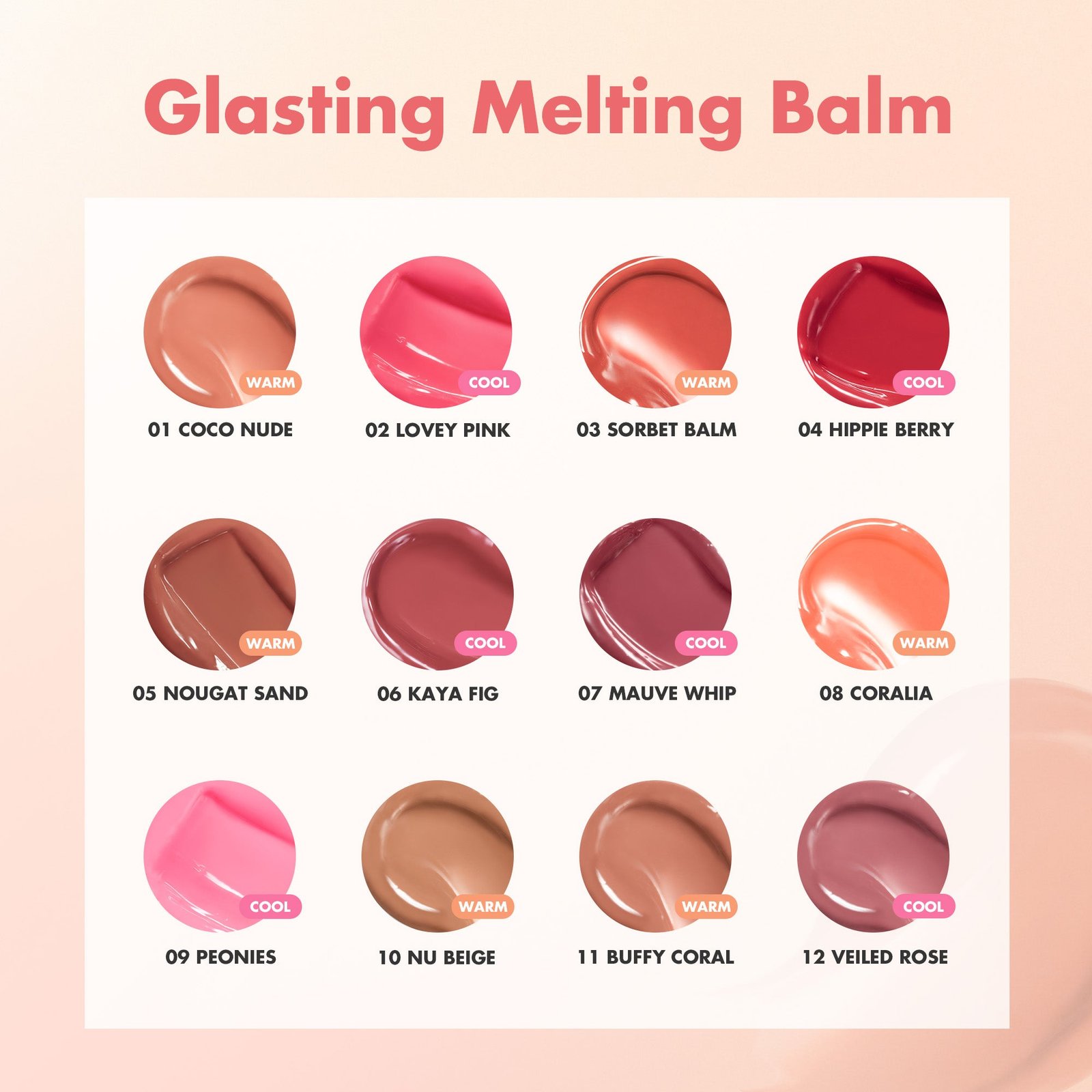 rom&nd Glasting Melting Balm shade reference including original colors 01 to 07