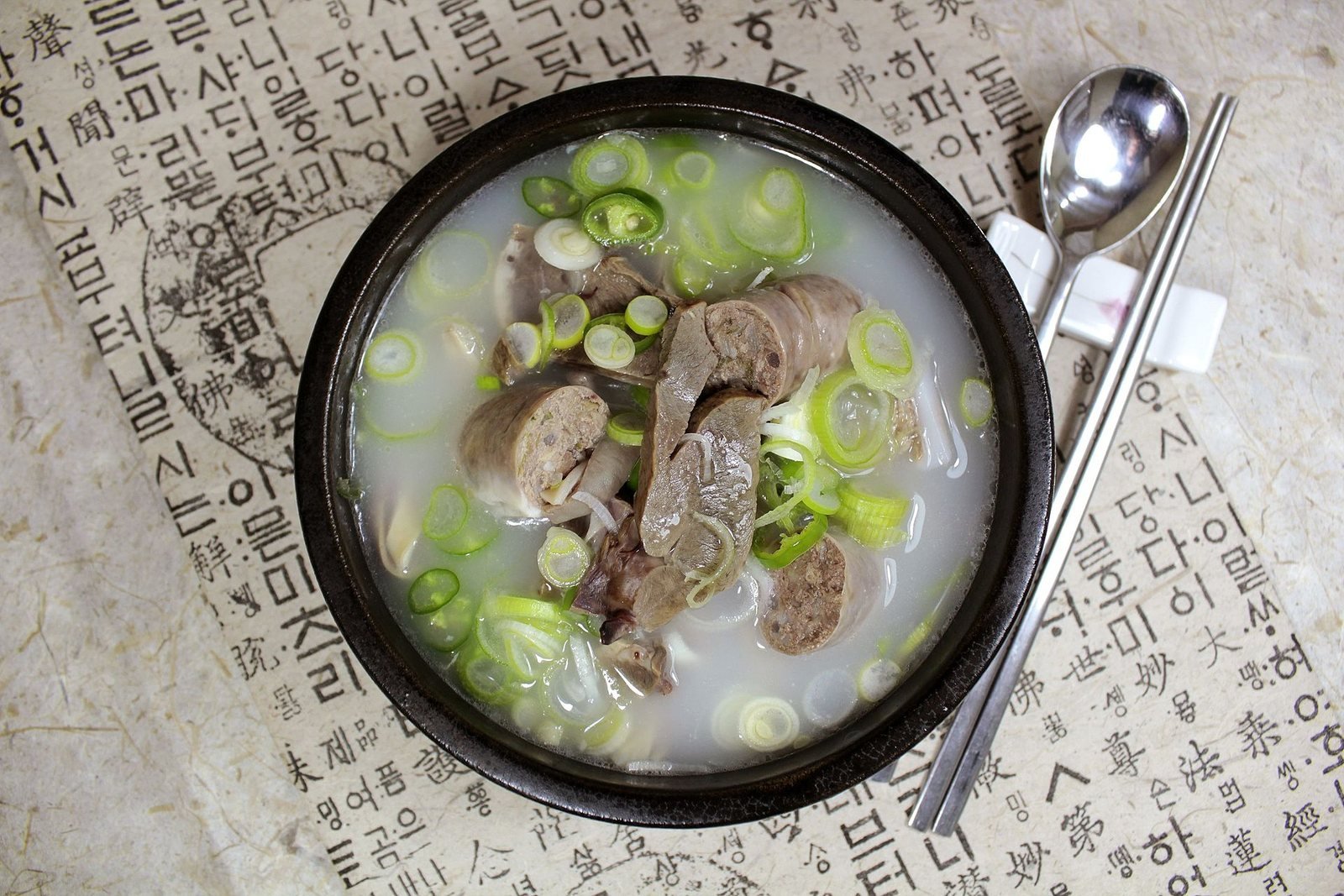 Haejangguk (hangover soup), a classic Korean dish served at Cheongjinok