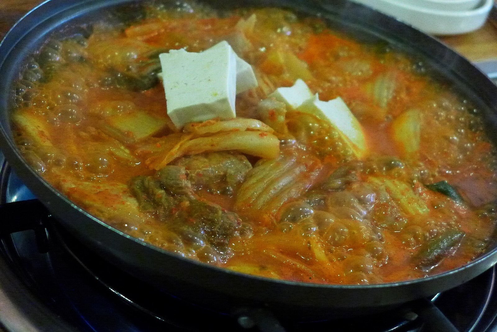 Kimchi jjigae (kimchi stew), a classic Korean dish served at Gwanghwamun Jip