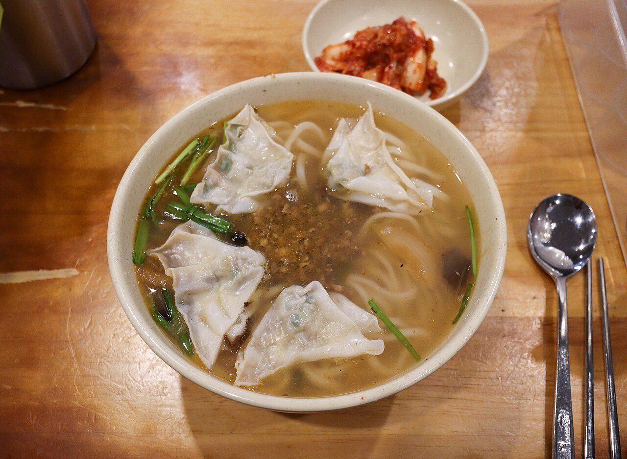 Kalguksu (knife-cut noodle soup), a classic Korean dish served at Myeongdong Kyoja